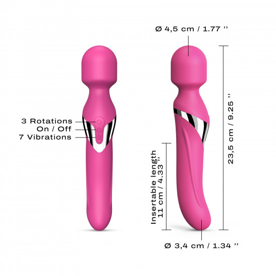 Вібромасажер 2-в-1 Dorcel Dual Orgasms Magent класичний масажер і вібратор з перловим масажем Вібромасажер 2-в-1 Dorcel Dual Orgasms Magent класичний масажер і вібратор з перловим масажем