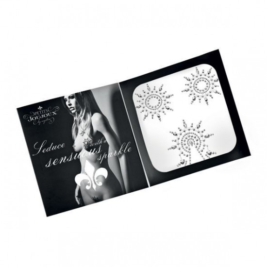 Пестіс з кристалів Petits Joujoux Gloria set of 3 - Silver, прикраса на груди та вульву Пестіс з кристалів Petits Joujoux Gloria set of 3 - Silver, прикраса на груди та вульву