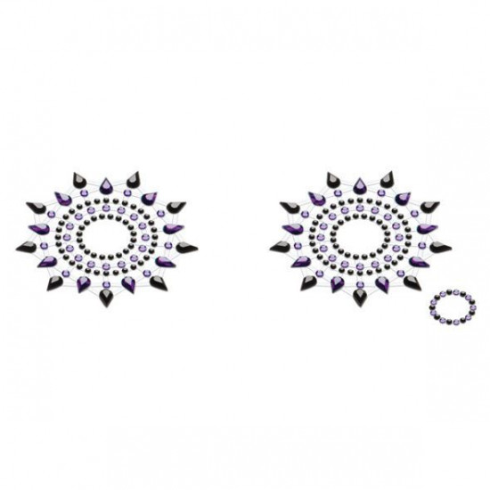 Пестіс з кристалів Petits Joujoux Gloria set of 2 - Black/Purple, прикраса на груди Пестіс з кристалів Petits Joujoux Gloria set of 2 - Black/Purple, прикраса на груди
