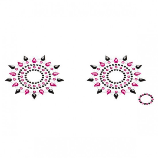 Пестіс з кристалів Petits Joujoux Gloria set of 2 - Black/Pink, прикраса на груди Пестіс з кристалів Petits Joujoux Gloria set of 2 - Black/Pink, прикраса на груди
