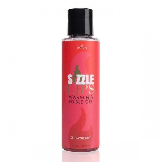 Зігрівальний масажний гель Sensuva Sizzle Lips Strawberry (125 мл), без цукру, їстівний Зігрівальний масажний гель Sensuva Sizzle Lips Strawberry (125 мл), без цукру, їстівний
