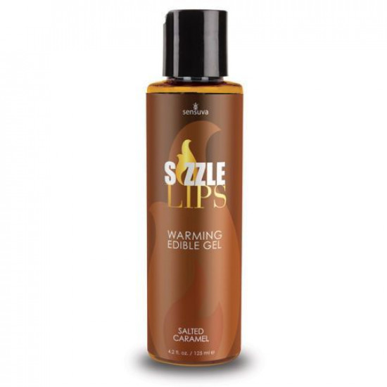 Зігрівальний масажний гель Sensuva Sizzle Lips Salted Caramel (125 мл), без цукру, їстівний Зігрівальний масажний гель Sensuva Sizzle Lips Salted Caramel (125 мл), без цукру, їстівний