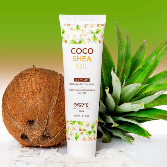 Органическое кокосовое масло карите (ши) для тела EXSENS Coco Shea Oil 100 мл, сертификат ECOCERT