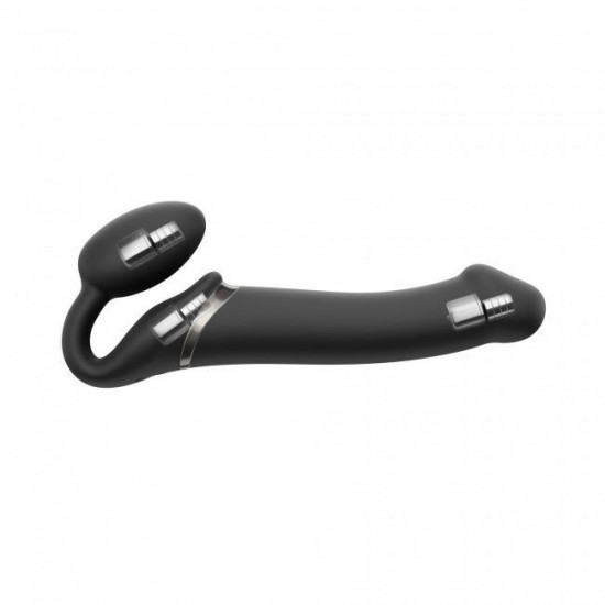 Безремінний страпон з вібрацією Strap-On-Me Vibrating Black M, діаметр 3,3 см, пульт ДК, регульовани Безремінний страпон з вібрацією Strap-On-Me Vibrating Black M, діаметр 3,3 см, пульт ДК, регульовани