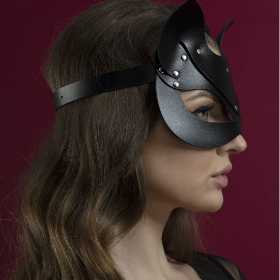 Маска кішечки Feral Feelings - Catwoman Mask, натуральна шкіра, чорна Маска кішечки Feral Feelings - Catwoman Mask, натуральна шкіра, чорна