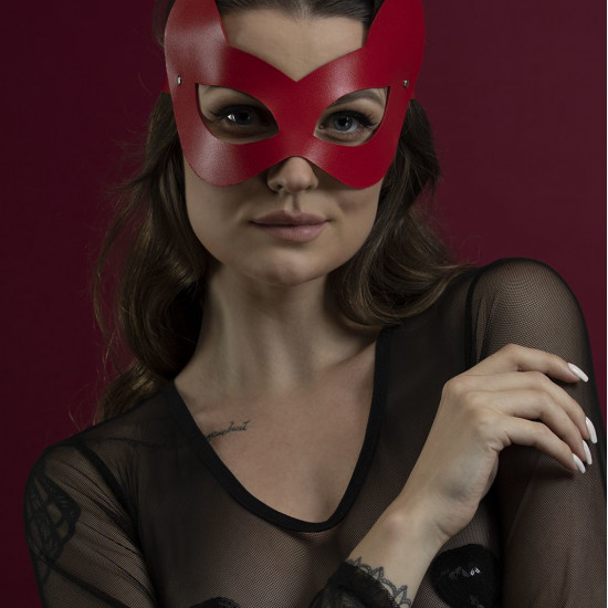 Маска кішечки Feral Feelings - Kitten Mask, натуральна шкіра, червона Маска кішечки Feral Feelings - Kitten Mask, натуральна шкіра, червона
