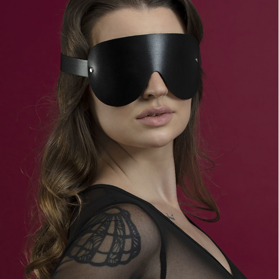 Маска на очі Feral Feelings - Blindfold Mask, натуральна шкіра, чорна Маска на очі Feral Feelings - Blindfold Mask, натуральна шкіра, чорна