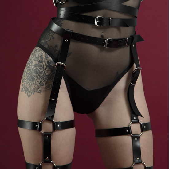 Гартери Feral Feelings - Garter, натуральна шкіра, колір чорний Гартери Feral Feelings - Garter, натуральна шкіра, колір чорний