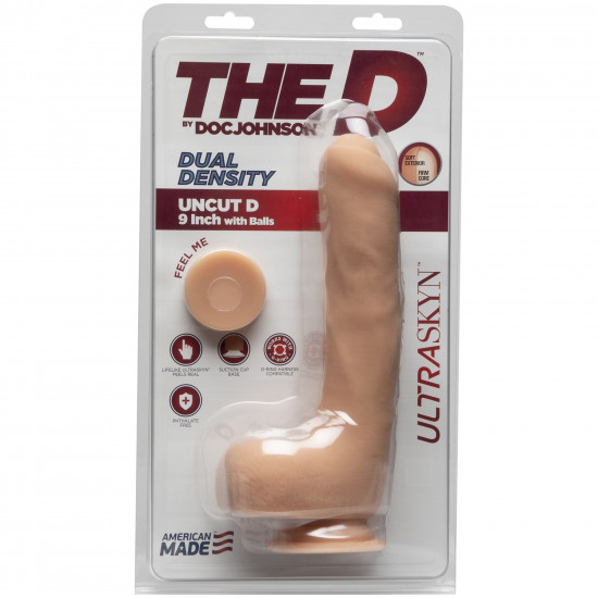Фалоімітатор Doc Johnson The D - Uncut D - 9 Inch With Balls ULTRASKYN, діаметр 4,5 см, необрізаний Фалоімітатор Doc Johnson The D - Uncut D - 9 Inch With Balls ULTRASKYN, діаметр 4,5 см, необрізаний