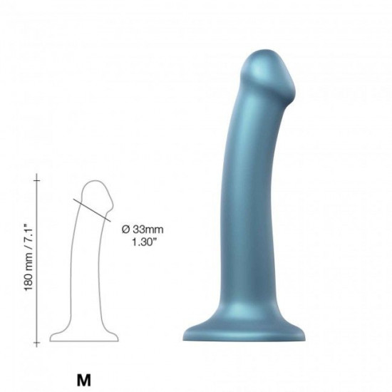 Насадка для страпону Strap-On-Me Mono Density Dildo M Blue, діам. 3,3 см, одношаровий силікон, гнучк Насадка для страпону Strap-On-Me Mono Density Dildo M Blue, діам. 3,3 см, одношаровий силікон, гнучк
