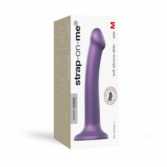 Насадка для страпону Strap-On-Me Mono Density Dildo Violet M, діам. 3,3 см, одношаровий силікон, гну Насадка для страпону Strap-On-Me Mono Density Dildo Violet M, діам. 3,3 см, одношаровий силікон, гну