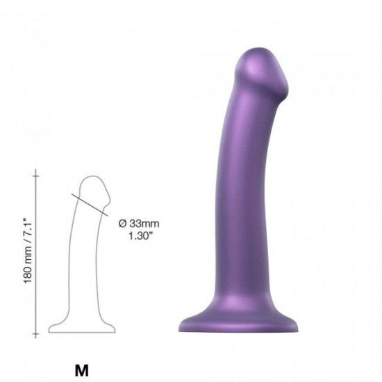 Насадка для страпону Strap-On-Me Mono Density Dildo Violet M, діам. 3,3 см, одношаровий силікон, гну Насадка для страпону Strap-On-Me Mono Density Dildo Violet M, діам. 3,3 см, одношаровий силікон, гну