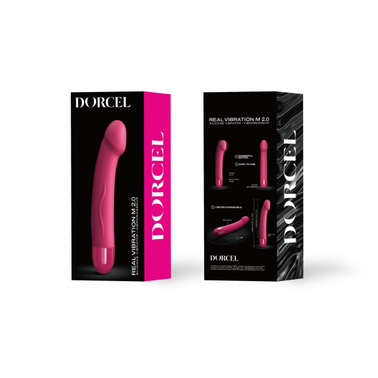 Вібратор Dorcel Real Vibration M Magenta 2.0, діаметр 3,7см, перезаряджається, для точки G, водостій Вібратор Dorcel Real Vibration M Magenta 2.0, діаметр 3,7см, перезаряджається, для точки G, водостій