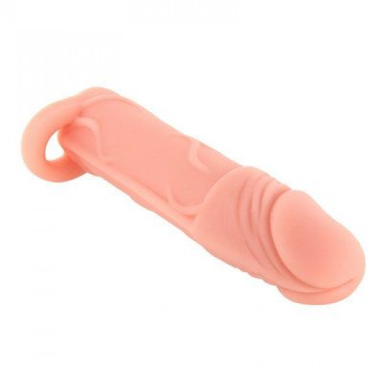 Насадка на член Real Body — Real Extender HUGY з відкритою головкою та кільцем для мошонки Насадка на член Real Body — Real Extender HUGY з відкритою головкою та кільцем для мошонки
