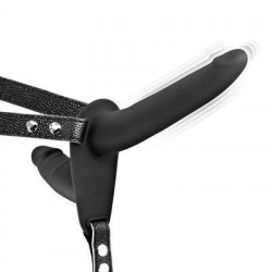 Подвійний страпон з вібрацією Fetish Tentation Vibrating Strap-On with Double Dildo Black