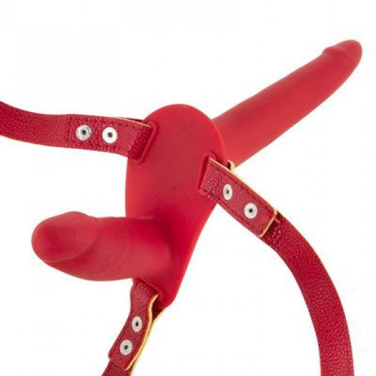 Подвійний страпон Fetish Tentation Strap-On with Double Dildo Red Подвійний страпон Fetish Tentation Strap-On with Double Dildo Red