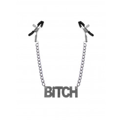 Затискачі для сосків Bitch, Feral Feelings - Nipple clamps Bitch, срібло/чорний