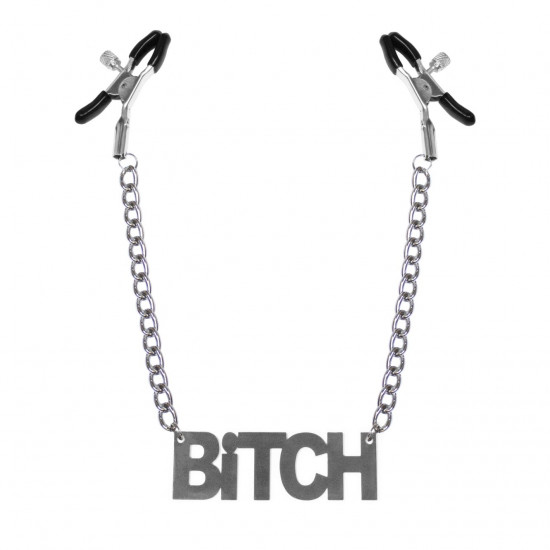 Затискачі для сосків Bitch, Feral Feelings - Nipple clamps Bitch, срібло/чорний Затискачі для сосків Bitch, Feral Feelings - Nipple clamps Bitch, срібло/чорний