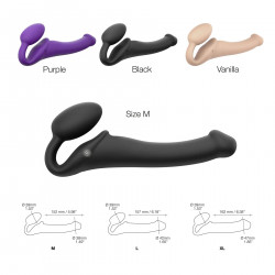 Безремінний страпон з вібрацією Strap-On-Me Vibrating Violet L, діам. 4,2 см, пульт ДК, регульований