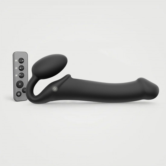 Безремінний страпон з вібрацією Strap-On-Me Vibrating Black L, діаметр 3,7см, пульт ДК, регульований Безремінний страпон з вібрацією Strap-On-Me Vibrating Black L, діаметр 3,7см, пульт ДК, регульований