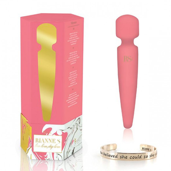 Вібромасажер Rianne S: Bella Mini Wand Coral, 10 режимів роботи, медичний силікон, подарункове паков Вібромасажер Rianne S: Bella Mini Wand Coral, 10 режимів роботи, медичний силікон, подарункове паков