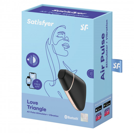 Вакуумний кліторальний стимулятор Satisfyer Love Triangle Black з керуванням через інтернет Вакуумний кліторальний стимулятор Satisfyer Love Triangle Black з керуванням через інтернет