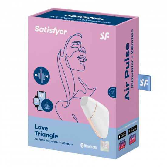 Вакуумний кліторальний стимулятор Satisfyer Love Triangle White з керуванням через інтернет Вакуумний кліторальний стимулятор Satisfyer Love Triangle White з керуванням через інтернет