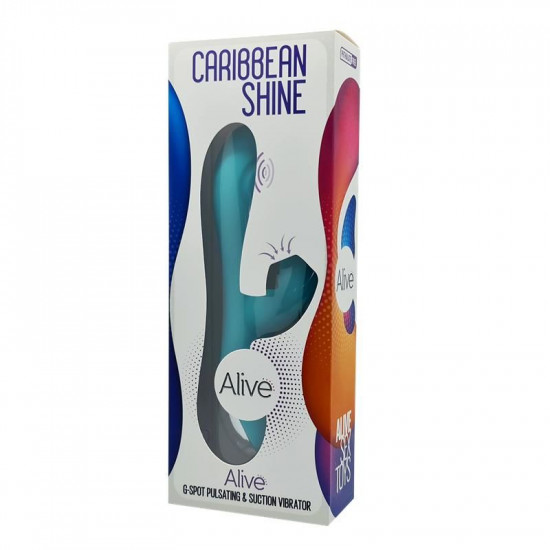 Вібратор-кролик 3 в 1 з вакуумом і пульсівною стимуляцією точки G Alive Caribbean Shine Blue Вібратор-кролик 3 в 1 з вакуумом і пульсівною стимуляцією точки G Alive Caribbean Shine Blue