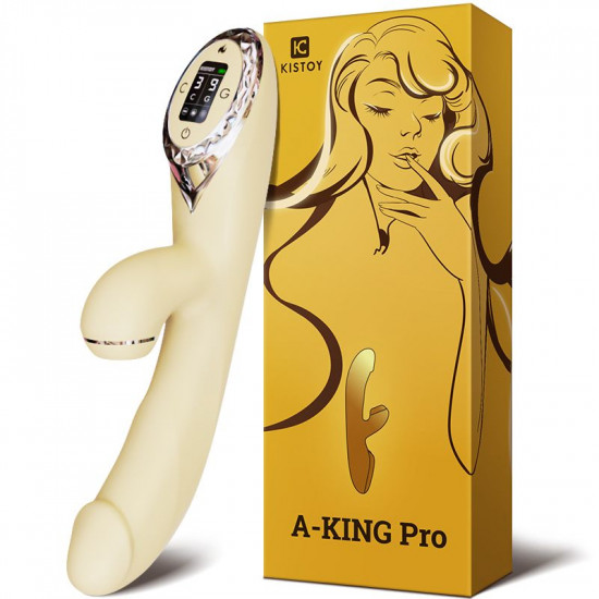 Вакуумний вібратор-кролик з підігрівом KISTOY A-King Pro Yellow, з LED-екраном Вакуумний вібратор-кролик з підігрівом KISTOY A-King Pro Yellow, з LED-екраном