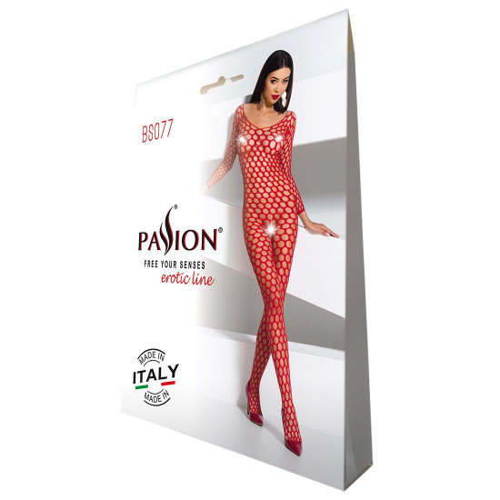 Бодістокінг з крупною сіткою Passion BS077 red Бодістокінг з крупною сіткою Passion BS077 red