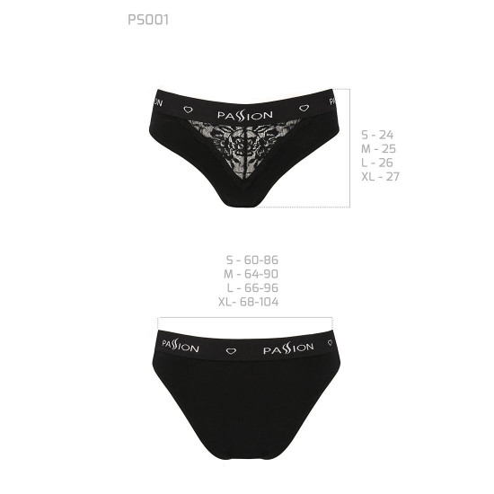 Трусики з широкою гумкою і мереживом Passion PS001 PANTIES black, size S Трусики з широкою гумкою і мереживом Passion PS001 PANTIES black, size S