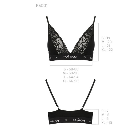 Еластичний топ з мереживом Passion PS001 TOP black, size XL Еластичний топ з мереживом Passion PS001 TOP black, size XL