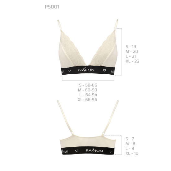 Еластичний топ з мереживом Passion PS001 TOP ecru, size S Еластичний топ з мереживом Passion PS001 TOP ecru, size S