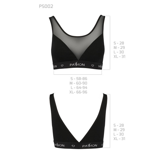 Топ з прозорою вставкою Passion PS002 TOP black, size S Топ з прозорою вставкою Passion PS002 TOP black, size S