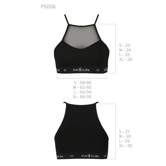 Спортивний топ з прозорою вставкою Passion PS006 TOP black, size L Спортивний топ з прозорою вставкою Passion PS006 TOP black, size L