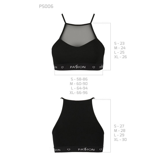 Спортивний топ з прозорою вставкою Passion PS006 TOP black, size M Спортивний топ з прозорою вставкою Passion PS006 TOP black, size M