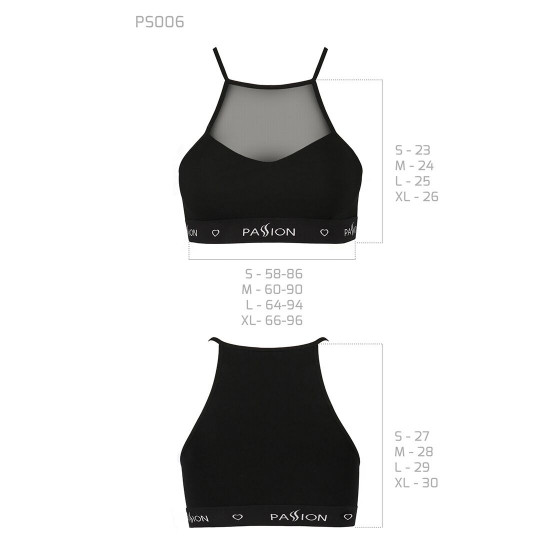 Спортивний топ з прозорою вставкою Passion PS006 TOP black, size S Спортивний топ з прозорою вставкою Passion PS006 TOP black, size S