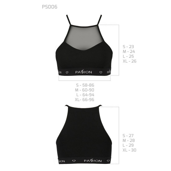 Спортивний топ з прозорою вставкою Passion PS006 TOP black, size XL Спортивний топ з прозорою вставкою Passion PS006 TOP black, size XL