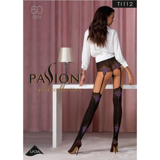 Колготки з ефектом панчох на підв'язках PassionTI112 nero-violet 1/2 (60/20 den) Колготки з ефектом панчох на підв'язках PassionTI112 nero-violet 1/2 (60/20 den)