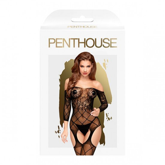 Бодістокінг з флористично-геометричним орнаментом Penthouse - Top-Notch Black S/L Бодістокінг з флористично-геометричним орнаментом Penthouse - Top-Notch Black S/L