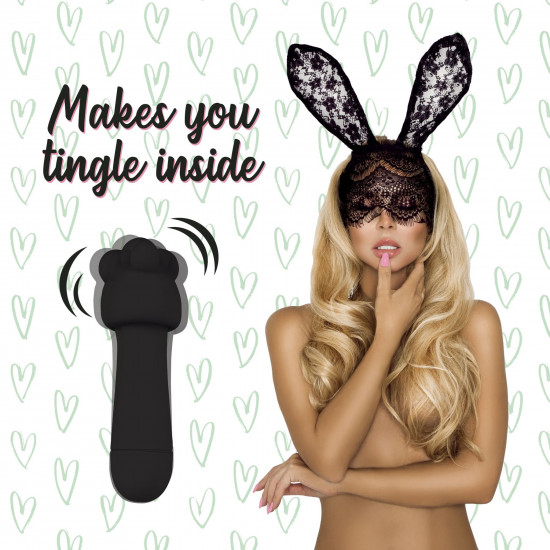 Міні-вібратор FeelzToys Mister Bunny Black з двома насадками Міні-вібратор FeelzToys Mister Bunny Black з двома насадками