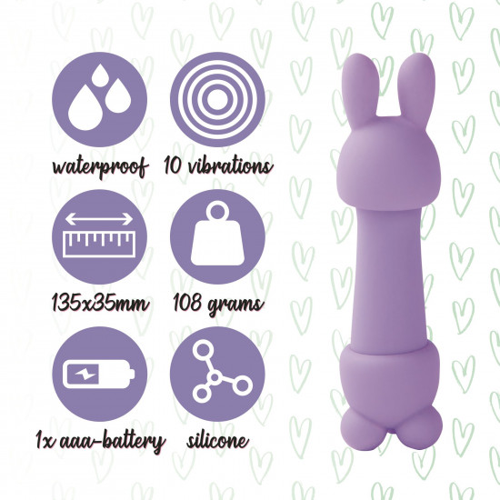 Міні-вібратор FeelzToys Magic Bunny Purple з двома насадками Міні-вібратор FeelzToys Magic Bunny Purple з двома насадками