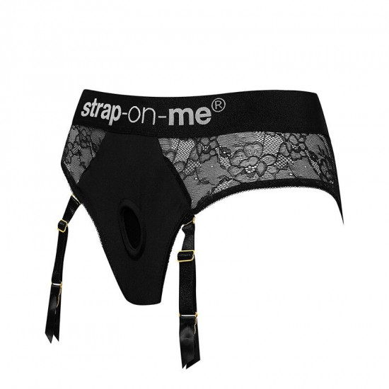 Мереживні труси для страпону з підв'язками для панчох Strap-On-Me DIVA HARNESS - M Мереживні труси для страпону з підв'язками для панчох Strap-On-Me DIVA HARNESS - M