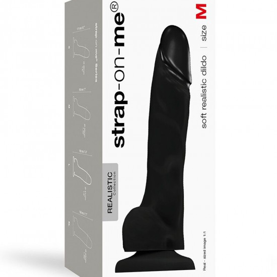 Реалістичний фалоімітатор Strap-On-Me SOFT REALISTIC DILDO Black - Size M Реалістичний фалоімітатор Strap-On-Me SOFT REALISTIC DILDO Black - Size M
