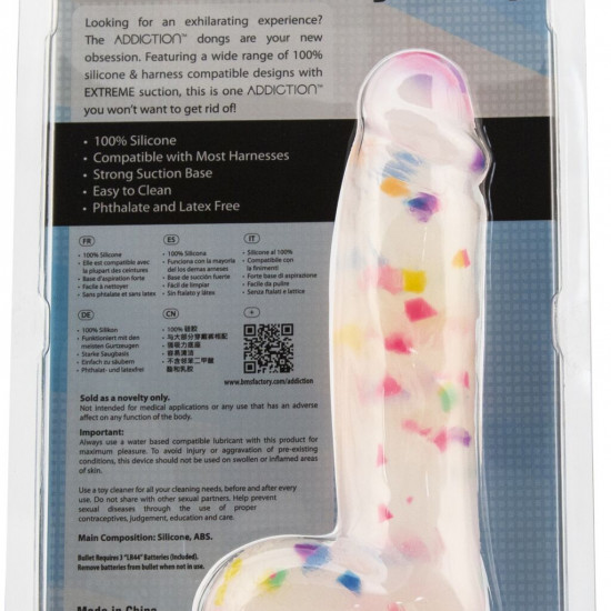 Фалоімітатор з конфетті ADDICTION - PARTY MARTY 7.5″ - FROST & CONFETTI, 19 см, силікон Фалоімітатор з конфетті ADDICTION - PARTY MARTY 7.5″ - FROST & CONFETTI, 19 см, силікон