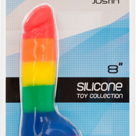 Райдужний фалоімітатор ADDICTION - JUSTIN - 8 "- RAINBOW, 20,3 см, силікон, вібропуля в подарунок Райдужний фалоімітатор ADDICTION - JUSTIN - 8 "- RAINBOW, 20,3 см, силікон, вібропуля в подарунок