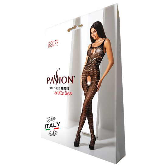 Бодістокінг з доступом до інтимних місць Passion BS078 black Бодістокінг з доступом до інтимних місць Passion BS078 black