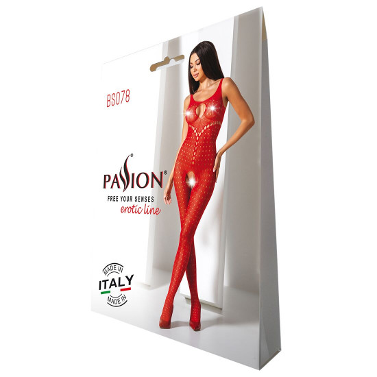 Бодістокінг з доступом до інтимних місць Passion BS078 red Бодістокінг з доступом до інтимних місць Passion BS078 red