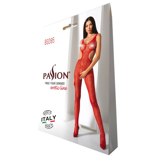 Еротичний бодістокінг з малюнком Passion BS085 red Еротичний бодістокінг з малюнком Passion BS085 red
