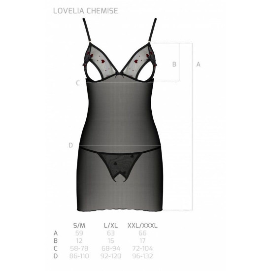 Сорочка з вирізами на грудях + стрінги LOVELIA CHEMISE black XXL/XXXL - Passion Сорочка з вирізами на грудях + стрінги LOVELIA CHEMISE black XXL/XXXL - Passion